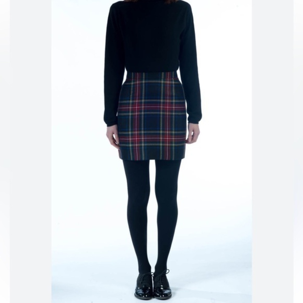 Topshop Black Preppy Plaid Highrise Pull On Mini Skirt Size 6
